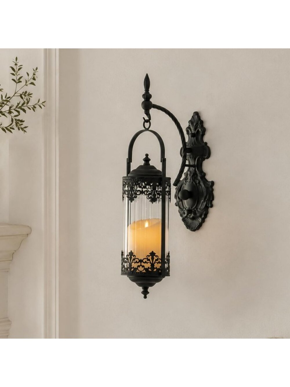 Vintage Gothic Glass Candle Holder Sconce for Rustic Home Decor & Fireplace
